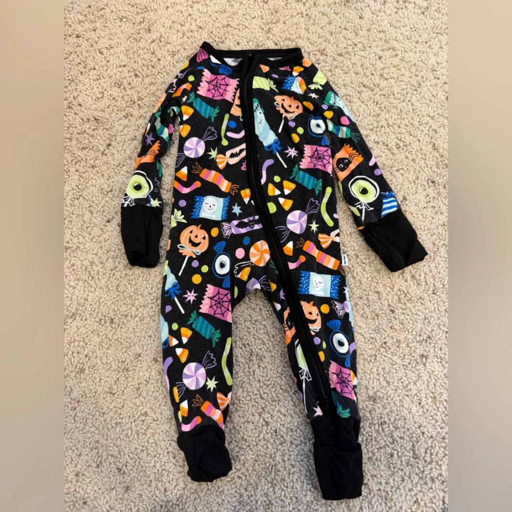 Little Sleepies Halloween candy baby pajamas zippered footies - Picture 1 of 3